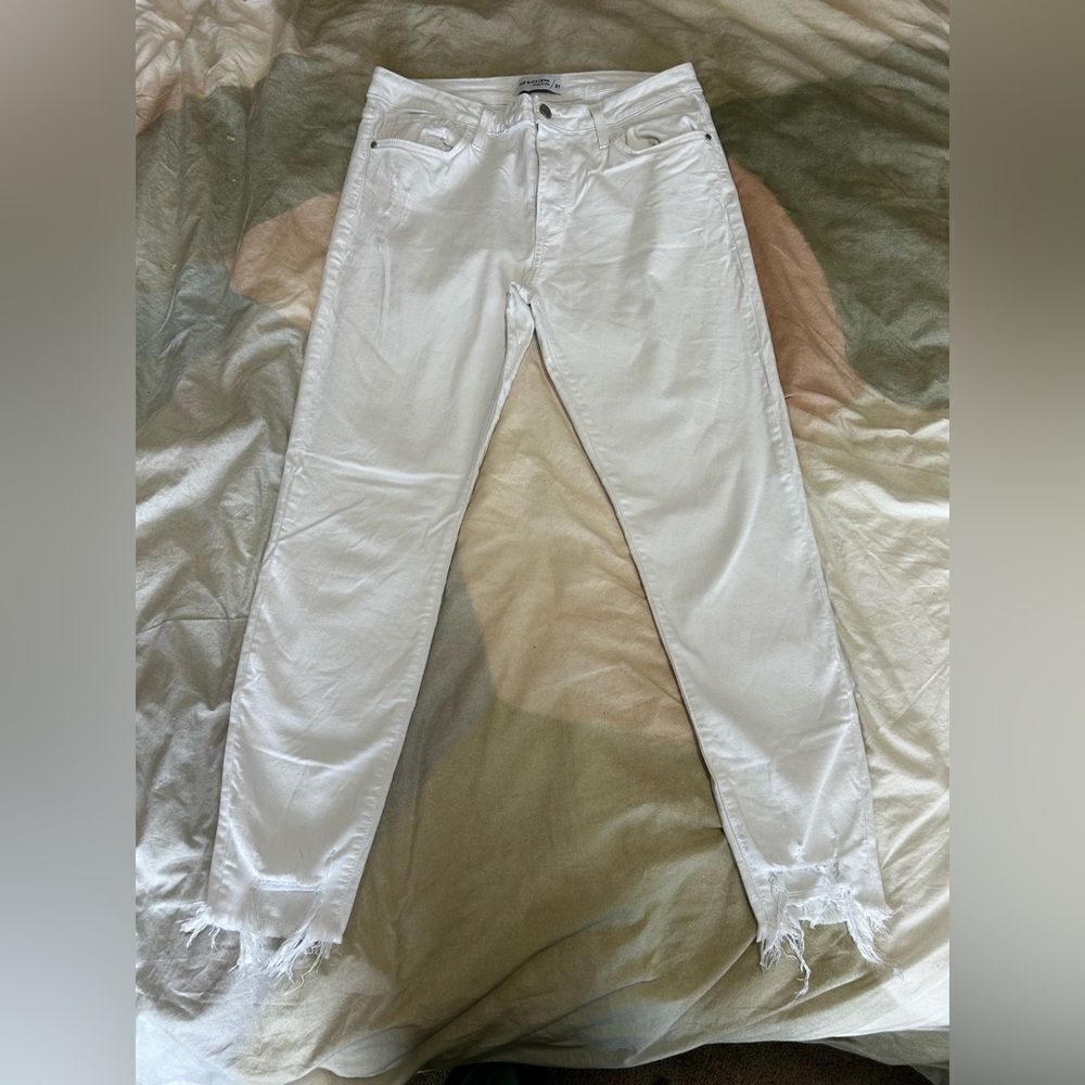 Just‎ Black Women's White Frayed Hem Jeans